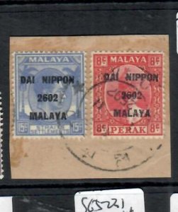 MALAYA JAPANESE OCCUPATION PIECE STRAITS 15C+PERAK 8C SG J237+J248 VFU   P0722H