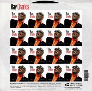 2013 46c Ray Charles, Music Artist, Sheet of 16 Scott 4807 Mint F/VF NH