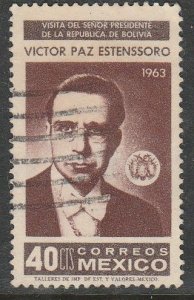 MEXICO 940, 40¢ Visit Pres V. Paz Estenssoro of Bolivia USED  VF. (1199)