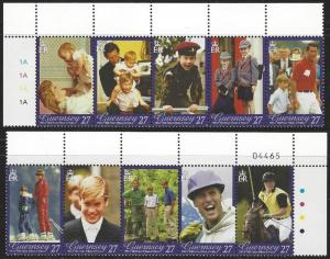 Guernsey #808 MNH 2 Strips of 5 Prince William
