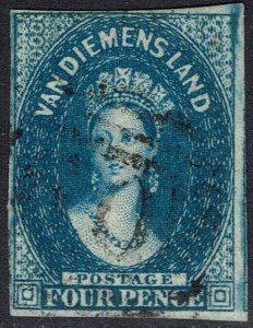 TASMANIA 1855 QV CHALON 4D WMK LARGE STAR IMPERF USED