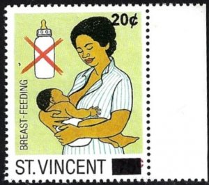 St. Vincent Provisional Overprint Breast Feeding
