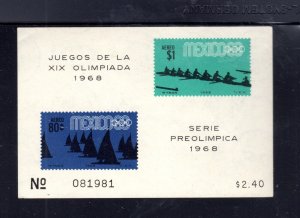 MEXICO #C336a 1968 OLYMPICS MINT VF NH O.G S/S2 IMPERF.