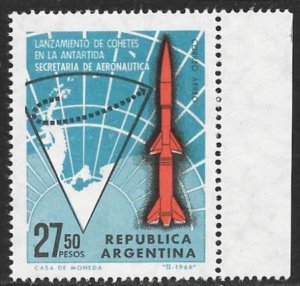 ARGENTINA 1966 ANTARCTICA ROCKET & BALLOON LAUNCH Airmail Sc C105 MNH