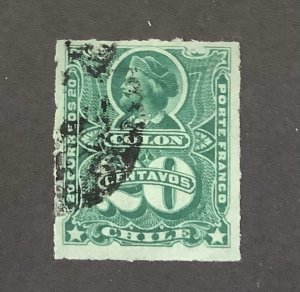 Chile 1877 Scott 24 used - 20c,  Christopher Columbus