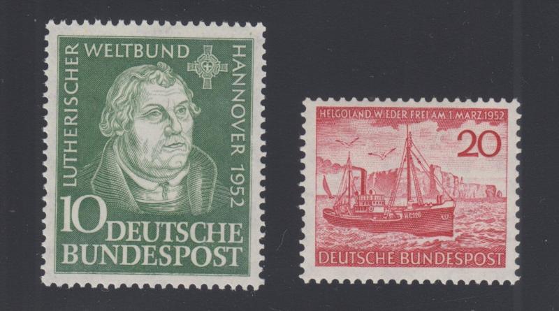 Germany Sc 689-690 MNH. 1952 Martin Luther & 1952 Freighter, 2 cplt sets, VF