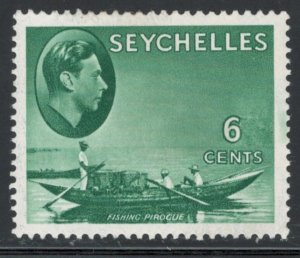 Seychelles 1941 King George VI & Fishing Canoe 6c Scott # 129b MH