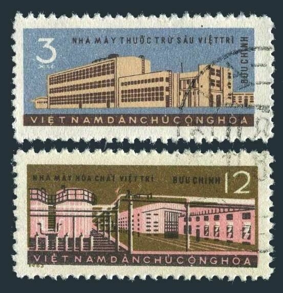 Viet Nam 261-262 two sets, CTO. Mi 268-269. 5-year Plan, 1963. Chemical industry