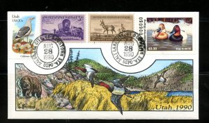 U.S. #UT5 (U848) Milford Hand Painted Utah 1990 Hunting permit stamp cover