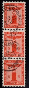 Germany Scott S6 Used  Vertical strip of 3 stamps