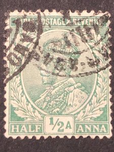 India postage half Anna, stamp mix good perf. Nice colour used stamp hs:1