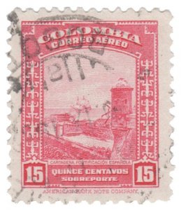 COLOMBIA AIRMAIL STAMP 1941. SCOTT # C123. USED. # 8