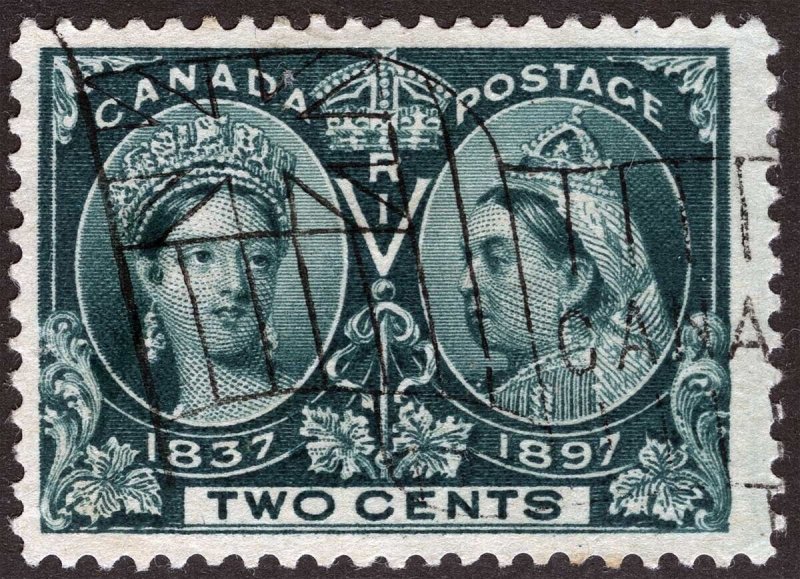 Canada Sc 52 Green 2¢ 1897 Jubilee Used Flag Cancel