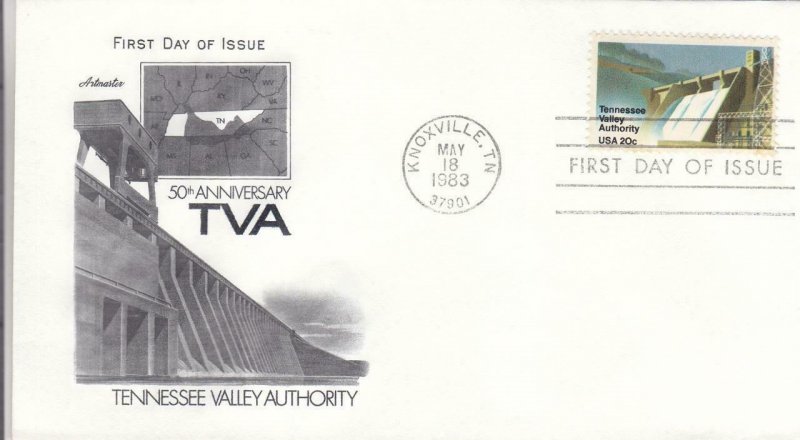 1983, 50th Anniv. Tennessee Valley Authority, Artmaster, FDC (D13424)