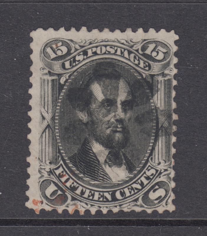 US Sc 77 used 1866 15c black Lincoln, Rosette Fancy Cancel, sound & attractive