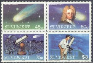 ST.VINCENT  918-21 MNH 1986 HALLEY'S COMET-ATTACHED