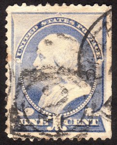 1887, US 1c, Franklin, Used, Sc 212