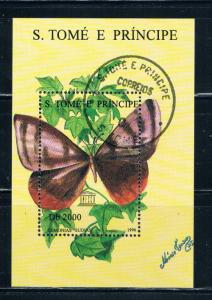 St Thomas and Prince Islands 1279 Souvenir Sheet Used Butterflies (S0151)+