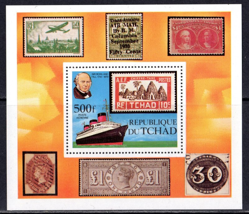 Chad 1979 Sc#C253 SHIP/STAMPS ON STAMPS/ROWLAND HILL Souvenir Sheet MNH