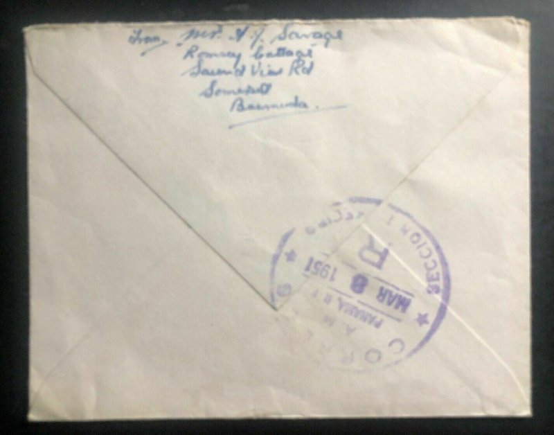 1951 Mangrove Bermuda Airmail Cover To British Legation Panama