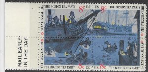 US# 1480-1483a  8c Mail Early block of 4  Boston Tea Party CV$1.00