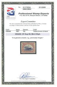 US Scott #299 Mint, XF/S, Hinged, PSE (Graded 95)