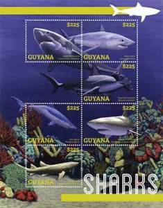 Guyana - 2013 - Sharks - Sheet Of 6 - MNH