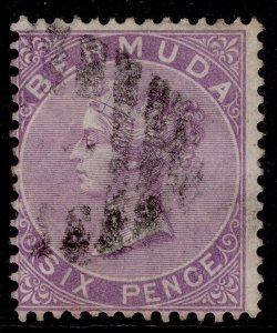 BERMUDA QV SG7, 6d dull mauve, USED. Cat £12.