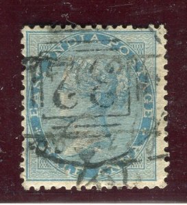 INDIA; 1865 early classic QV Wmk. issue fine used 1/2a. + Diamond Postmark 32