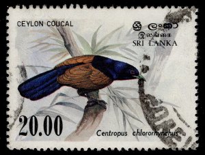 SRI LANKA QEII SG830, 20r ceylon coucal 1983, FINE USED.