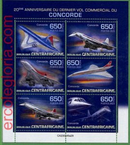 B1306 - Centrafricaine - ERROR MISPERF Stamp Sheet - 2023 - Transport, Concorde-