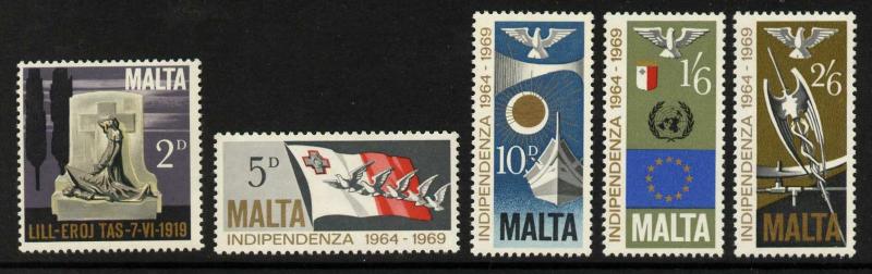 Malta 404-8 MNH Flag, Birds, Doves, Monument, Ship