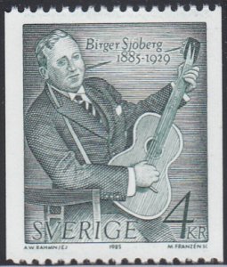 Sweden 1985 MNH Sc #1557 4k Birger Sjoberg, guitar