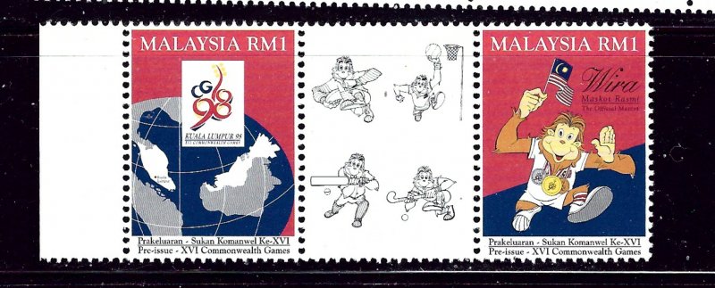 Malaysia 524a MNH 1994 Sports pair with label