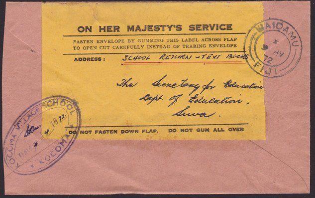 FIJI 1971 Telegram reused with economy label Suva MOO. & Waidamu pmks.....5803