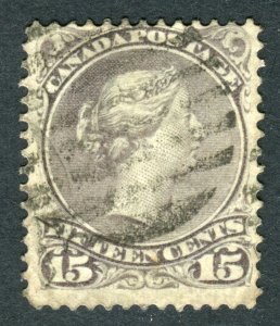 Canada 1868 QV. Large Head. 15c slate purple. Used. P12. SG70.