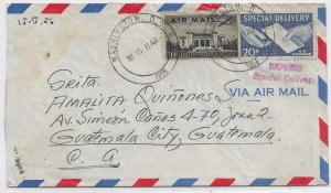 Washington DC to Guatemala City, Guatemala 1956 Airmail Special Delivery (55338)