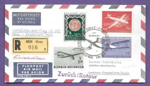 LUFTHANSA LH 269,  VIENNA / FRANKFURT, 1978 FIRST FLIGHT REG. AIRMAIL COVER.