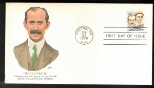 US FDC Scott # C91 - Orville & Wilbur Wright With Flyer Fleetwood Cachet