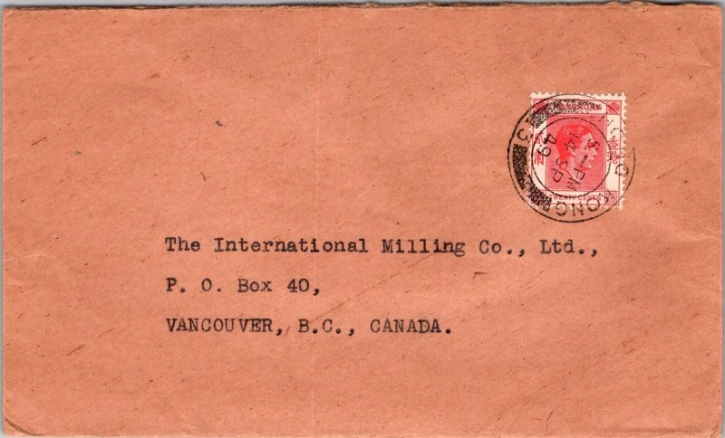 1949 British Hong Kong China Advertising Cover to Vancouver BC Canada