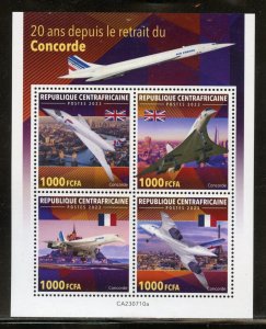 CENTRAL AFRICA 2023 20th ANNIVERSARY OF THE LAST CONCORDE FLIGHT SHEET MINT NH