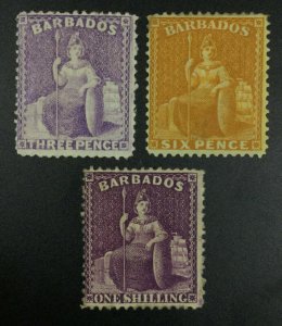 MOMEN: BARBADOS SG #75,79,81 1875-81 MINT OG H £490 LOT #62043