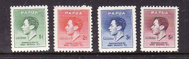 Papua-Sc#118-21-unused NH set-KGVI Coronation-1937-