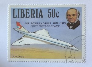 Liberia 1979 Scott 847 CTO - 50c,  Sir Rowland Hill,  Concorde plane