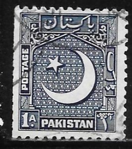 Pakistan 47: 1a  Star and Crescent, used, VF