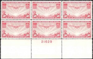 C22 Mint,OG,VLH... Plate Block of 6... SCV $85.00