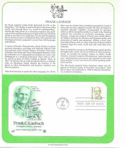 1984 Frank Laubach, literacy reading, Benton Pa Sc 1864 FDC Info Page PCS