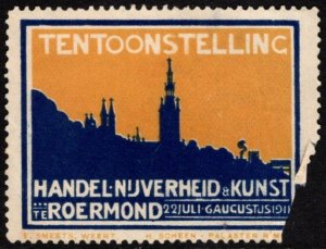 1911 Netherlands Poster Stamp Roermond Trade Novelty & Art Exhibition