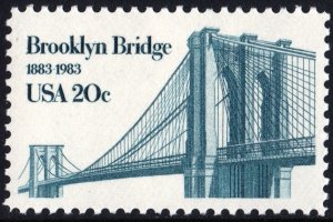 SC#2041 20¢ Brooklyn Bridge: 100th Anniversary Single (1983) MNH