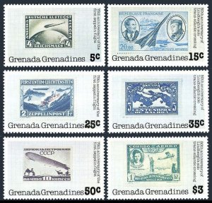 Grenada Gren 263-268,hinged. Lindbergh,Zeppelin flights,1978.Stamp on stamp.